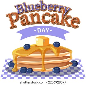 National Blueberry Pancake Day Banner Day illustration