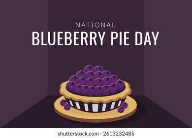 National Blueberry Pie Day Flat Vector Illustration.