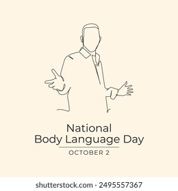 National Body Language Day vector design template good for celebration usage. National Body Language Day design. Continuous line drawing. eps 10.