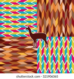 national boho tribal seamless patterns Colombia and Peru set of 4 patterns - vector illustration