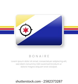 National Bonaire Flag.Vector Bonaire Button Flag. Realistic National Flag Design and Vector Template