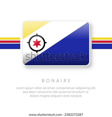National Bonaire Flag.Vector Bonaire Button Flag. Realistic National Flag Design and Vector Template
