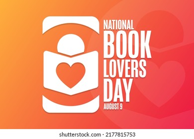 National Book Lovers Day. August 9. Holiday concept. Template for background, banner, card, poster with text inscription. Vector EPS10 illustration