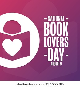 National Book Lovers Day. August 9. Holiday concept. Template for background, banner, card, poster with text inscription. Vector EPS10 illustration