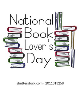 National Book Lovers Day, books in doodle style, idea for banner or poster vector illustration