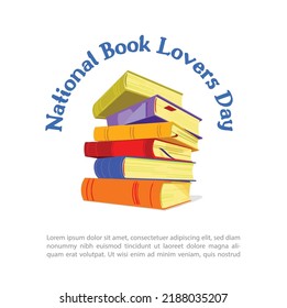 national book lovers day with books illustration for social media post, post card and for educational use. Book Lovers Day Banner Template Design. National Book Lovers Day. Vector Illustration.