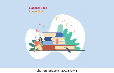 National Book Lovers Day Poster Template Design. book lovers day. Vector Illustration. Holiday concept. Template for background.