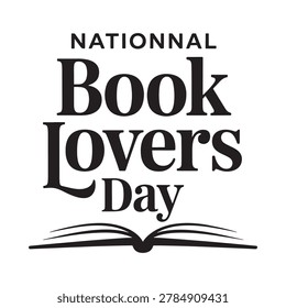National Book Lovers Day typography with open book illustration