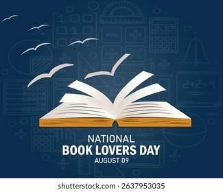 National Book Lovers Day vector. Open book , book icon. Book Lovers Day Poster, August 9. 