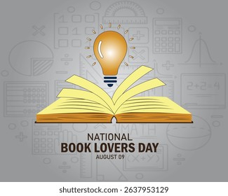 National Book Lovers Day vector. Open book , book icon. Book Lovers Day Poster, August 9. 