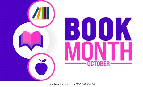 National Book Month background or banner design template is observed every year in October. Holiday concept. Template for card, poster, placard, template. eps 10