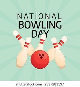 National bowling day design template for celebration. National bowling day greeting design. bowling vector illustration. flat bowling design. flat illustration.