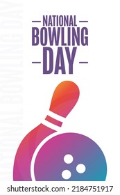 National Bowling Day. Holiday concept. Template for background, banner, card, poster with text inscription. Vector EPS10 illustration