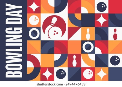 National Bowling Day. Holiday concept. Template for background, banner, card, poster with text inscription. Vector EPS10 illustration