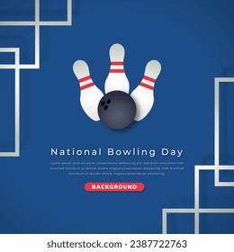 National Bowling Day Paper cut style Vector Design Illustration for Background, Poster, Banner, Advertising, Greeting Card