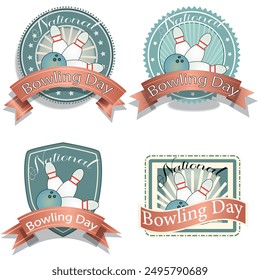 National Bowling Day Sign and Badge Set