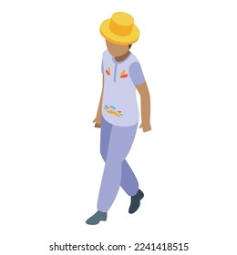 National boy icon isometric vector. Travel day. Country freedom