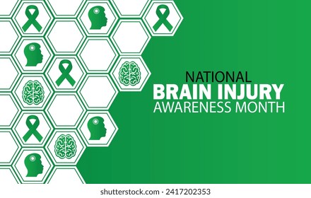 National Brain Injury Awareness Month. Holiday concept. Template for background, banner, card, poster with text inscription. Vector illustration