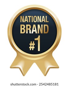 National Brand number one - label in gold medal style for best product seller