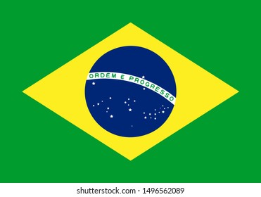 National Brazil flag. Simple flat vector illustration eps10