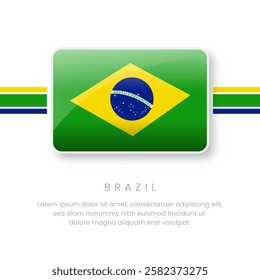 National Brazil Flag.Vector Brazil Button Flag. Realistic National Flag Design and Vector Template