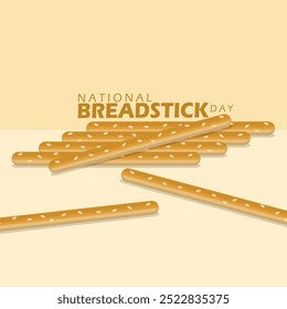 National Breadstick Day to celebrate on October 25. Bread sticks with sesame seed topping on cream background. Event food banner.