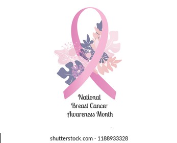 National Breast Cancer Awareness Month vector concept. A pink ribbon, symbol of breast cancer awarenes.  illustration.