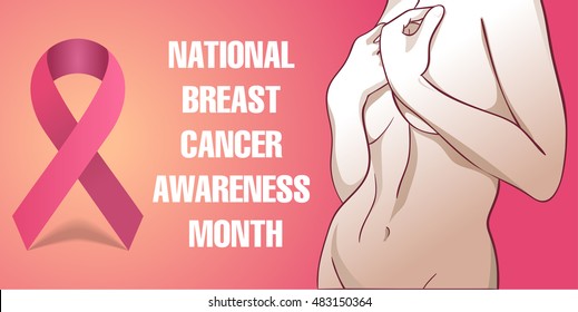  National Breast Cancer Awareness Month (Pink ribbon). Vector illustration