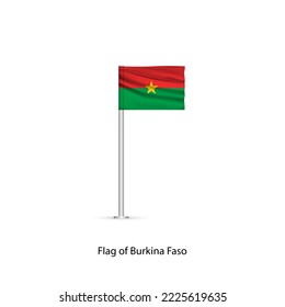 The national bright Flag of Burkina Faso is on a metal pole. Vector.