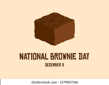 National Brownie Day vector. Chocolate Brownie vector. Sweet chocolate pastry icon. American food holiday. Brownie Day Poster, December 8. Important day