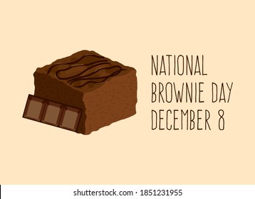 National Brownie Day vector. Chocolate Brownie icon vector. Sweet chocolate pastry icon. Brownie Day Poster, December 8. Important day