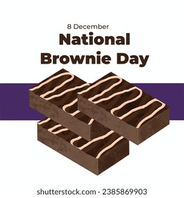 National Brownie Day Vector Illustration, Three slices of chocolate brownies. Important Day