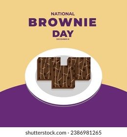 Ilustración del Vector del Día de la Brownie Nacional, icono de pastelería de chocolate dulce, diseño plano, bueno para la celebración