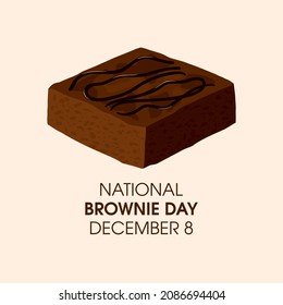 National Brownie Day vector. One slice of chocolate brownie cake icon vector. Sweet chocolate pastry icon. Brownie Day Poster, December 8. Important day