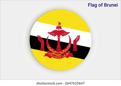 National Brunei flag. High detailed flag of Brunei. Asia. 3D illustration.