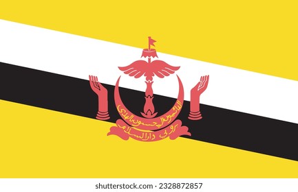 National Brunei flag, official colors, and proportions. Vector illustration. EPS 10 Vector. 