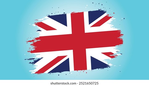 National brush design flag of united kingdom with a light blue background