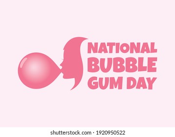 National Bubble Gum Day Vektorgrafik. Weibliche Lippen mit rosafarbener Blase aus Kaugummi-Silhouette-Vektorgrafik