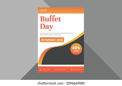 national buffet day flyer template, poster. buffet fest promotion flyer design. cover, poster, flyer, print-ready