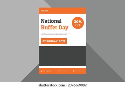 national buffet day flyer template, poster. buffet fest promotion flyer design. cover, poster, flyer, print-ready