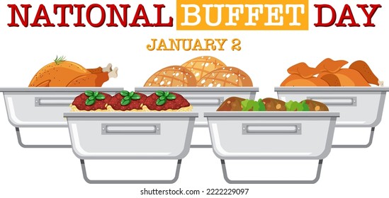 Ilustración de diseño de banner de texto del Día Buffet Nacional
