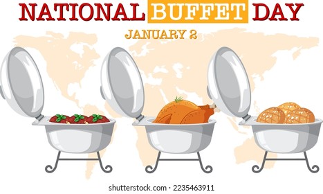 National Buffet Day Text Banner Design illustration