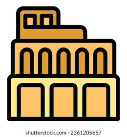 National building icon outline vector. Tourism landmark. Culture tourism color flat