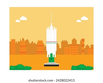 National buildings in Africa with beautiful city views. Character design. Vector flat illustration