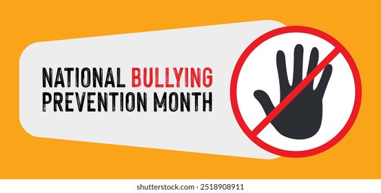 National bullying prevention month concept design . October is national bully awareness month. Vector template for banner, greeting card, poster with background. 