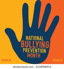 National bullying prevention month concept design . October is national bully awareness month. Vector template for banner, greeting card, poster with background. 