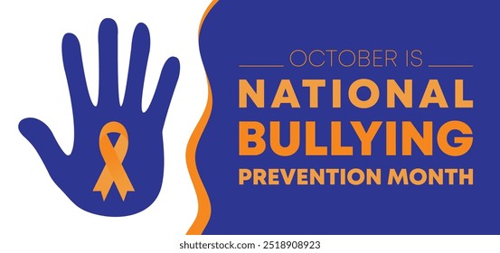 Projeto do conceito mensal de prevenção contra bullying nacional . Outubro é o mês nacional de conscientização do valentão. Modelo vetorial para faixa, cartão de saudação, cartaz com fundo. 