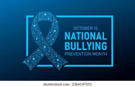 National bullying prevention month is observed every year in october. October is national bully awareness month. Vector template for banner, greeting card, poster with background. Vector illustration.