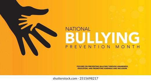 O mês nacional de prevenção do bullying é observado todos os anos em outubro. Outubro é o mês nacional de conscientização do valentão. Modelo vetorial para faixa, cartão de saudação, cartaz com fundo. Ilustração vetorial.