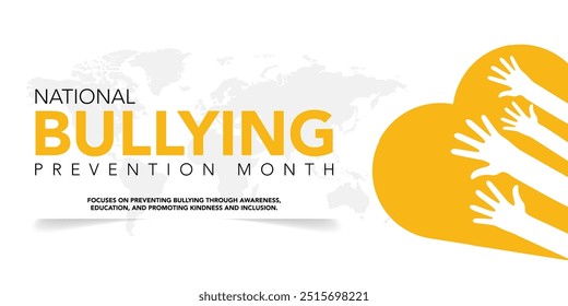 O mês nacional de prevenção do bullying é observado todos os anos em outubro. Outubro é o mês nacional de conscientização do valentão. Modelo vetorial para faixa, cartão de saudação, cartaz com fundo. Ilustração vetorial.